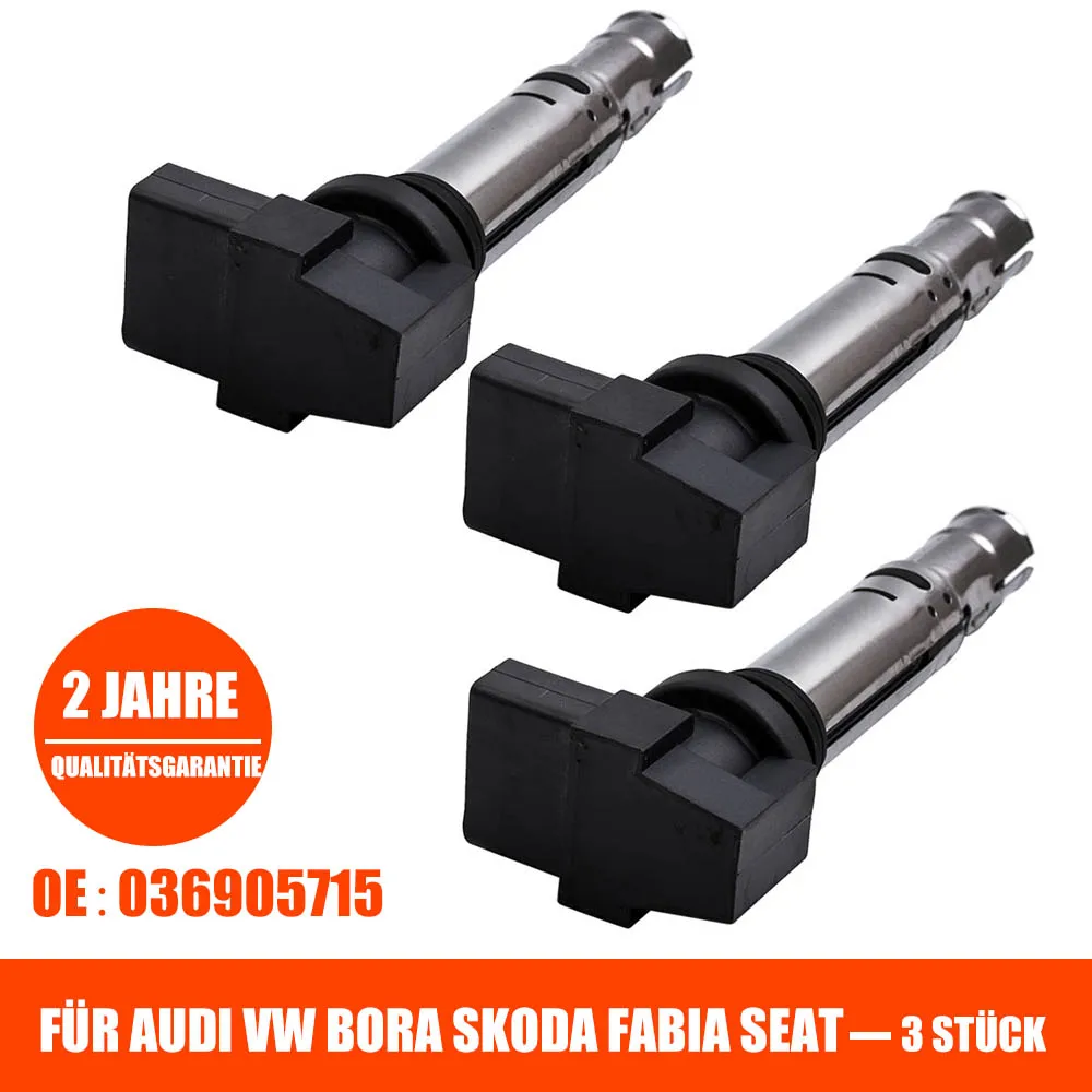 3 PCs ,036905715F Ignition Coils for AUDI A1 A2 A3 036905100 , 036905100A , 036905100B for VOLKSWAGEN BEETLE  GOLF