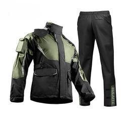 Men Women Waterproof Motorcycle Rider Raincoat Suit  Set Reflective Light Raincoat For Riding Jacket Pants Set