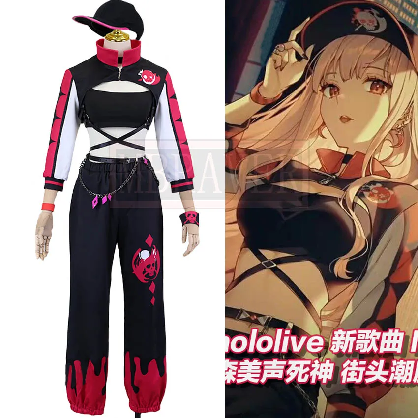 VTuber Hololive Mori Calliope Death Street Style Cosplay Costume Halloween Christmas Party Uniform Custom Made Any Size