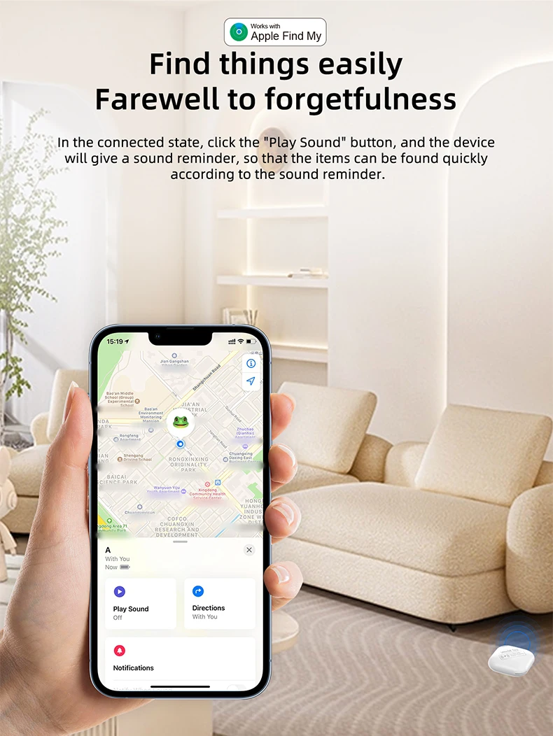 Smart Bluetooth GPS Tracker Work with Apple Find My APP ITag Anti Lost Reminder Device MFI Rated Locator Car Key Pet Kids Finder