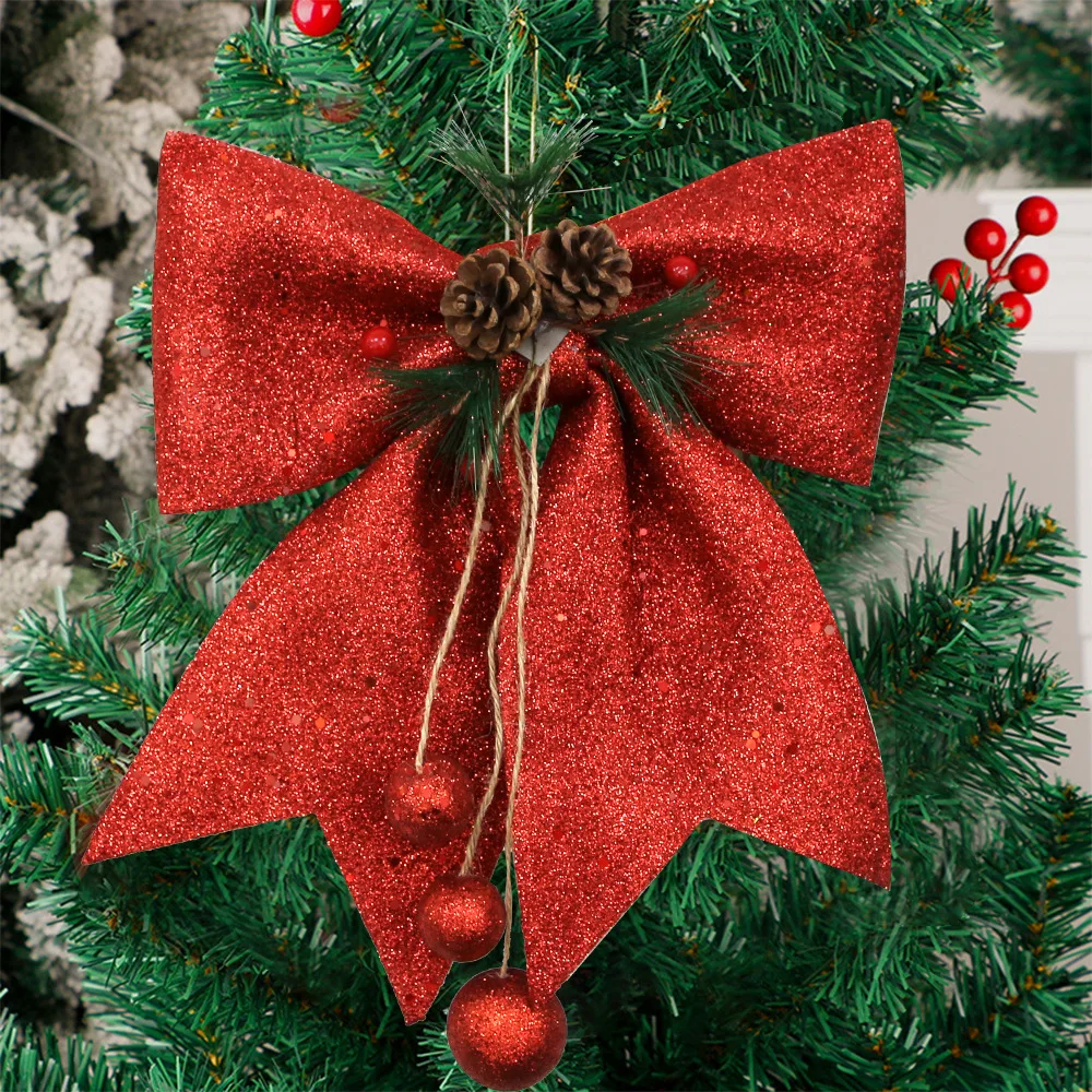30 سنتيمتر الأحمر بريق قوس عيد الميلاد شجرة زخرفة عيد الميلاد ديكور المنزل هدية احتفالية والحفلات لوازم عيد الميلاد الانحناء الانحناء للحرف اليدوية