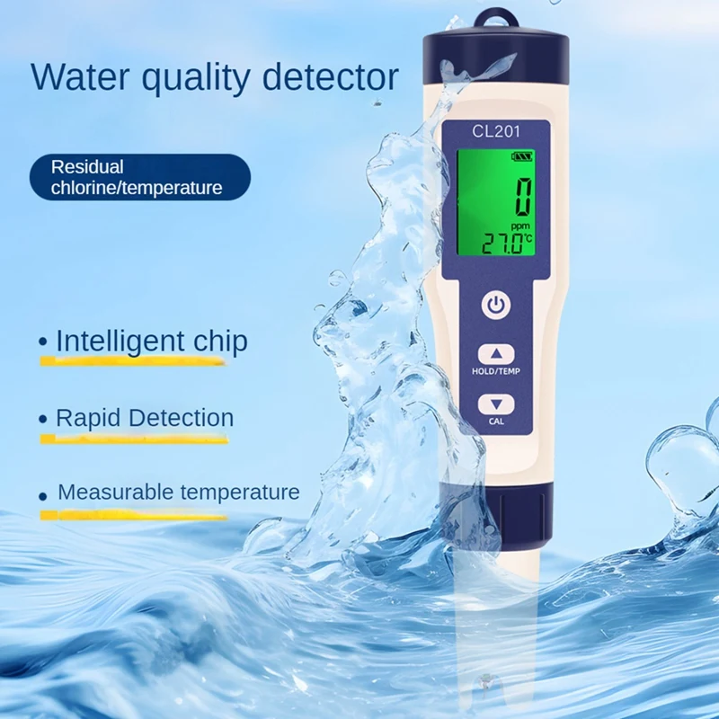 قلم اختبار ABKO-Chlorine 2 في 1 جهاز قياس جودة المياه لحوض السمك وحمام السباحة