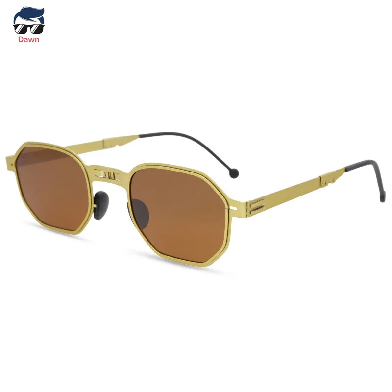 

Солнцезащитные очки с геометрическим рисунком в стиле ретро 925, ультратонкие складные солнцезащитные очки из нержавеющей стали для мужчин и женщин, поляризационные солнцезащитные очки UV400