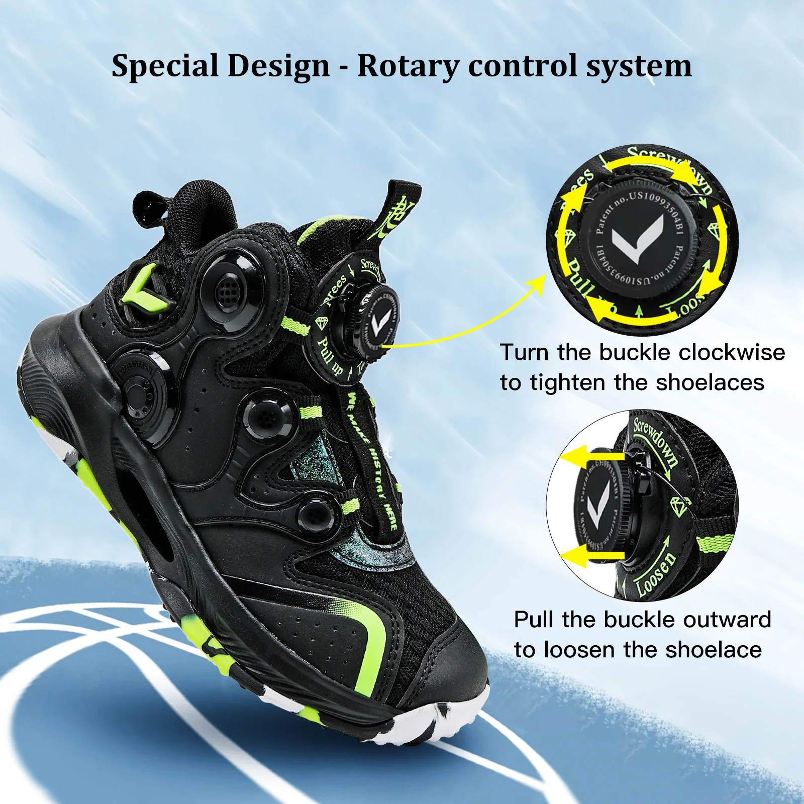 Kids Basketball Shoes Boys Air Cushion Sneakers Non-Slip Comfortable Outdoor Sports Shoes