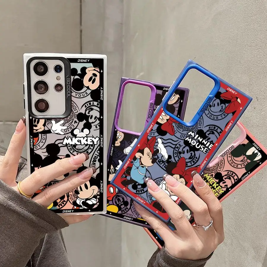 ディズニーミッキーとミニーマウスの電話ケース,サムスンギャラクシーs25,s23 ultra,s20,s24 fe,s22,s21 plus,note 20