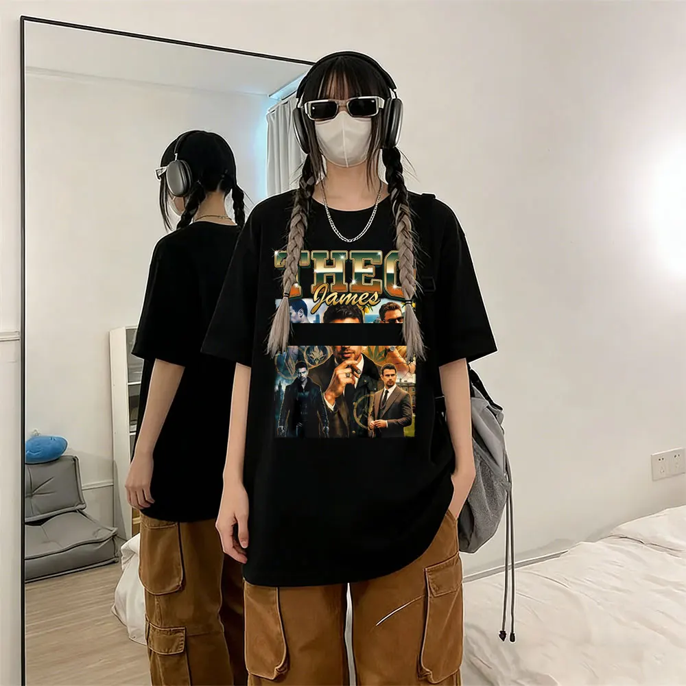 

Theo James Graphic T Shirt Men Women Clothing Fashion Vintage T-shirt Unisex Cotton Casual Tee Oversized Short Sleeve Streetwear