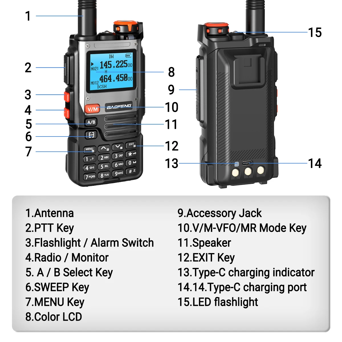 วิทยุสื่อสาร Baofeng UV K61 แบบหลายย่านความถี่  คัดลอกความถี่ไร้สาย 999 ช่องสัญญาณ  แบบ Type-C  DTMF ระยะไกล  NOAA  UV-5R UV K6 K5(8) วิทยุสมัครเล่น