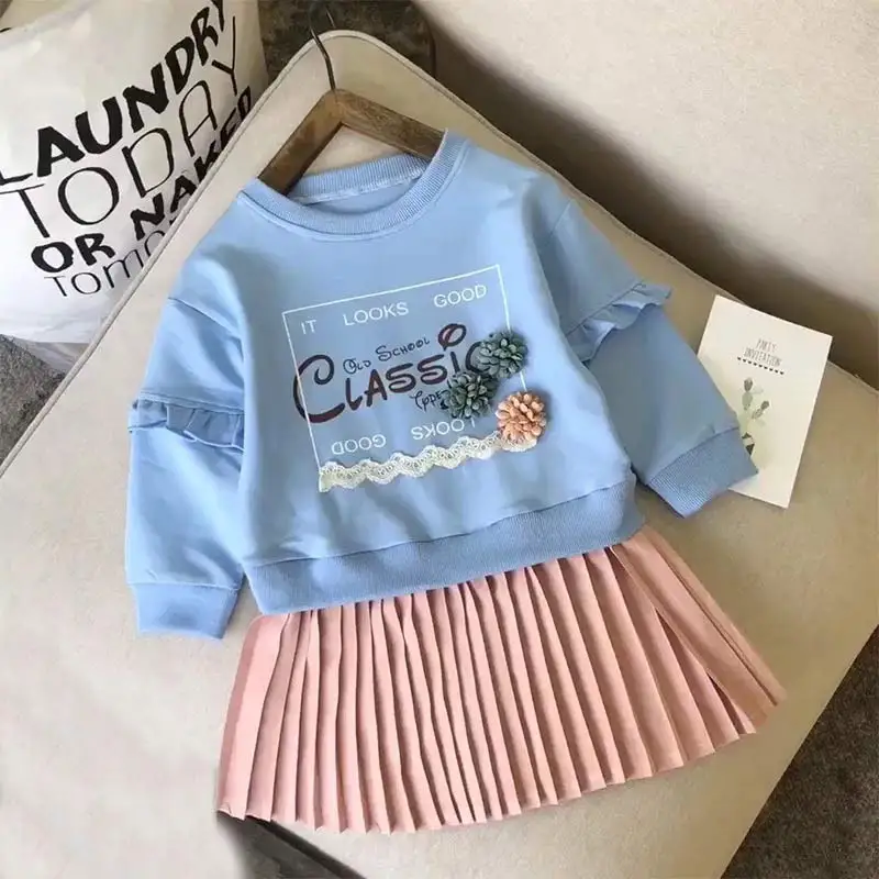 Vestito carino per ragazze Primavera Autunno Bambini Stampa di cartoni animati Abiti da principessa per ragazza Abiti da festa in rete per bambini