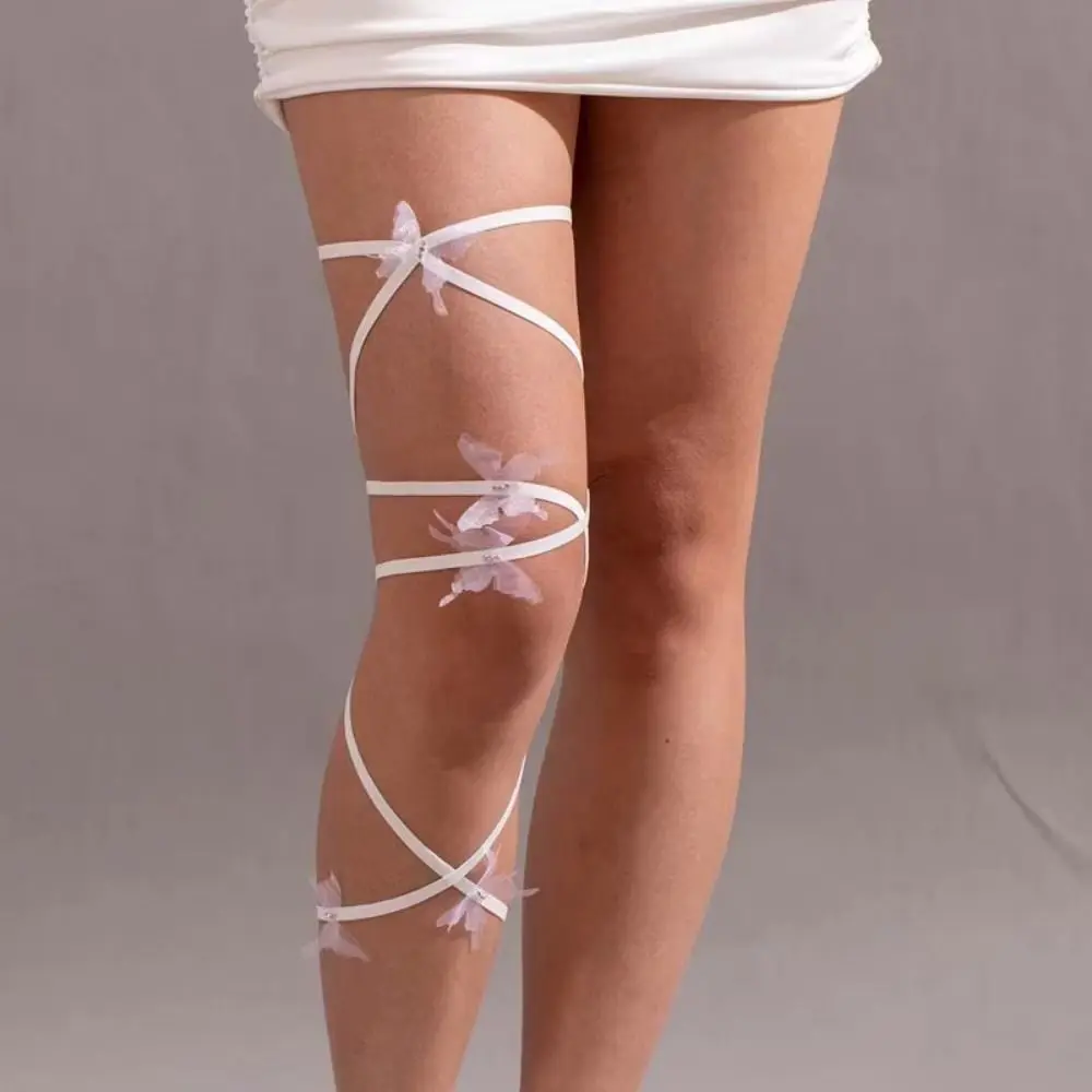 Cool Y2K Women's Thigh Garter Punk Body Jewelry Butterfly Pattern Leg Chain Layered Cosplay Leg Ring Streetwear