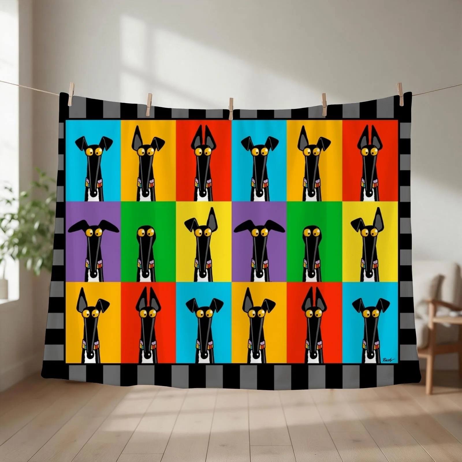 Greyhound Semaphore Throw Blanket couch cozy soft plush fuzzy picnic outdoor blanket