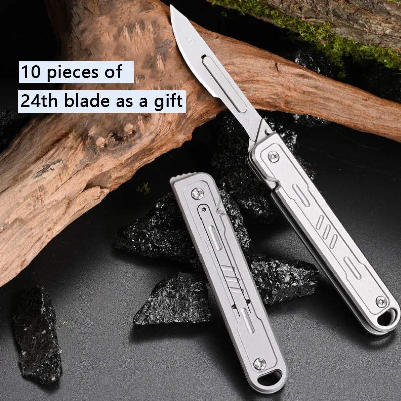 Portable EDC Stainless Steel Surgical Knife Mini Folding Sharp Portable Express Box Opening Keychain Paper Cutting Knife