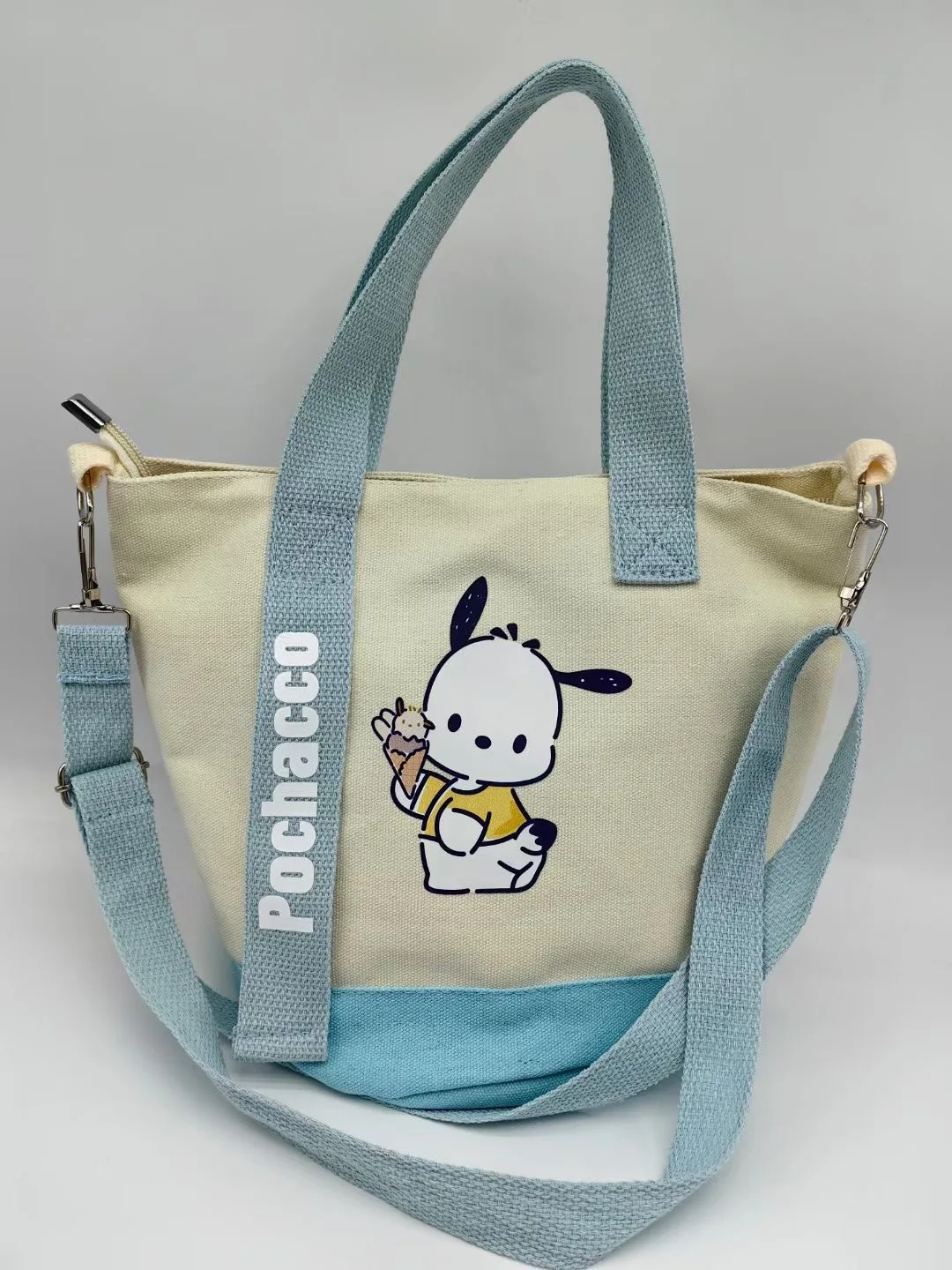 New Sanrio One-shoulder Cross-body Portable Canvas Bag Cute Kuromi Mymelody Pochacco Cartoon Hand-held Portable Bucket Bag Gift