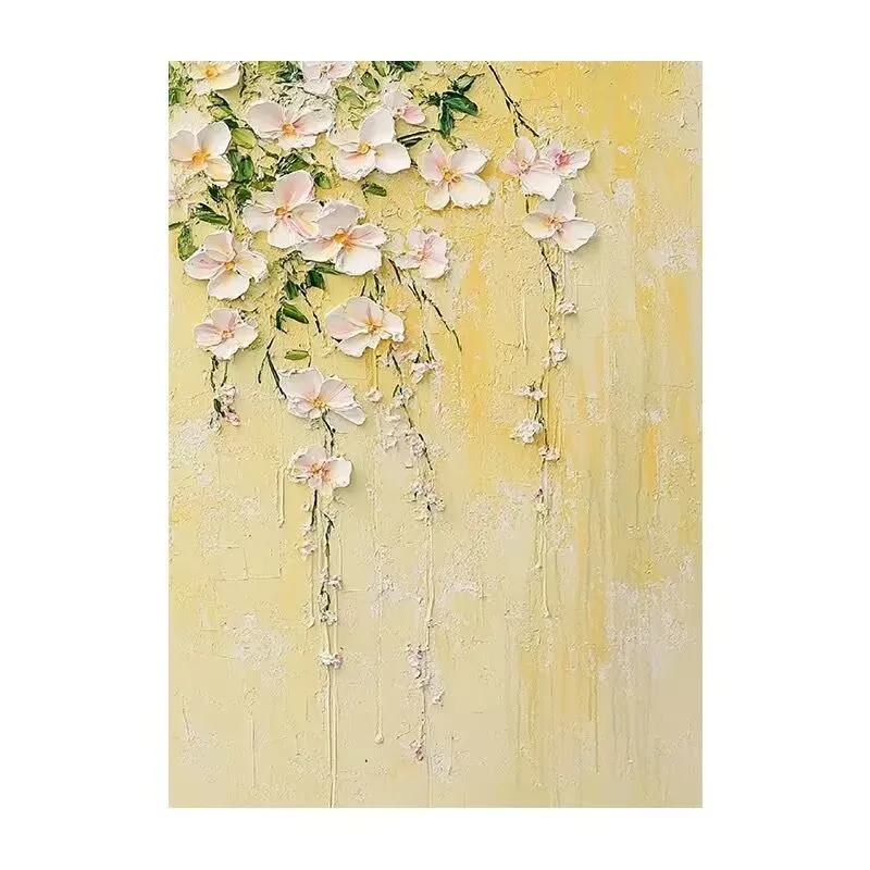 

Cream Style Living Room Decoration Painting Abstract Flowers Thick Texture Oil Painting Living Home Decoration Bedroom Corridor