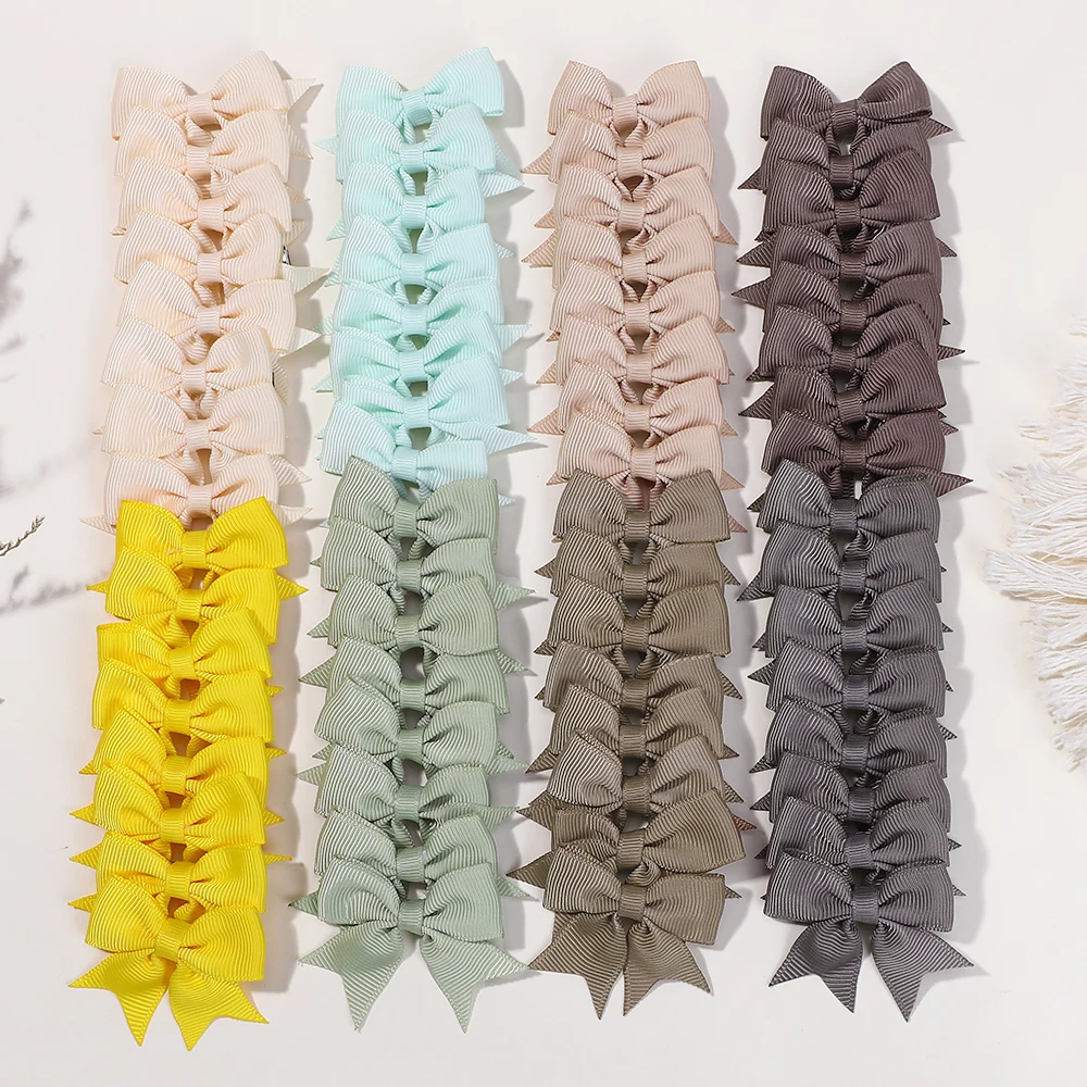 60PCS Solide Bögen Haarnadel Mädchen Haar Bögen Zufällige Haar Clips Ripsband Handgemachte Bowknot Clip Für Kinder Haar Zubehör