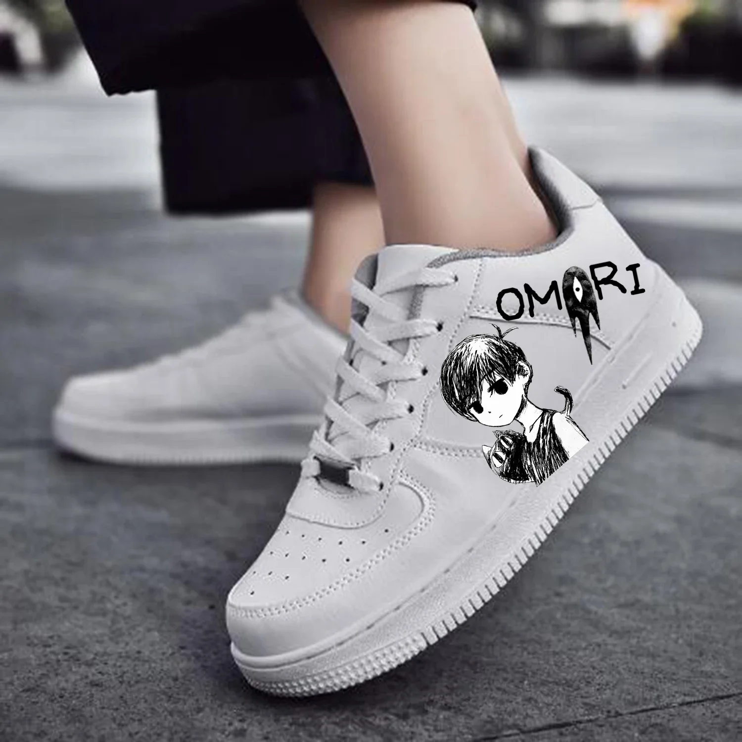 Omori-Jogo de desenhos animados Air Basketball Sneakers para homens e mulheres, Flats de alta qualidade, Lace Up Mesh, sapatos personalizados, esportes, corrida, força, esportes