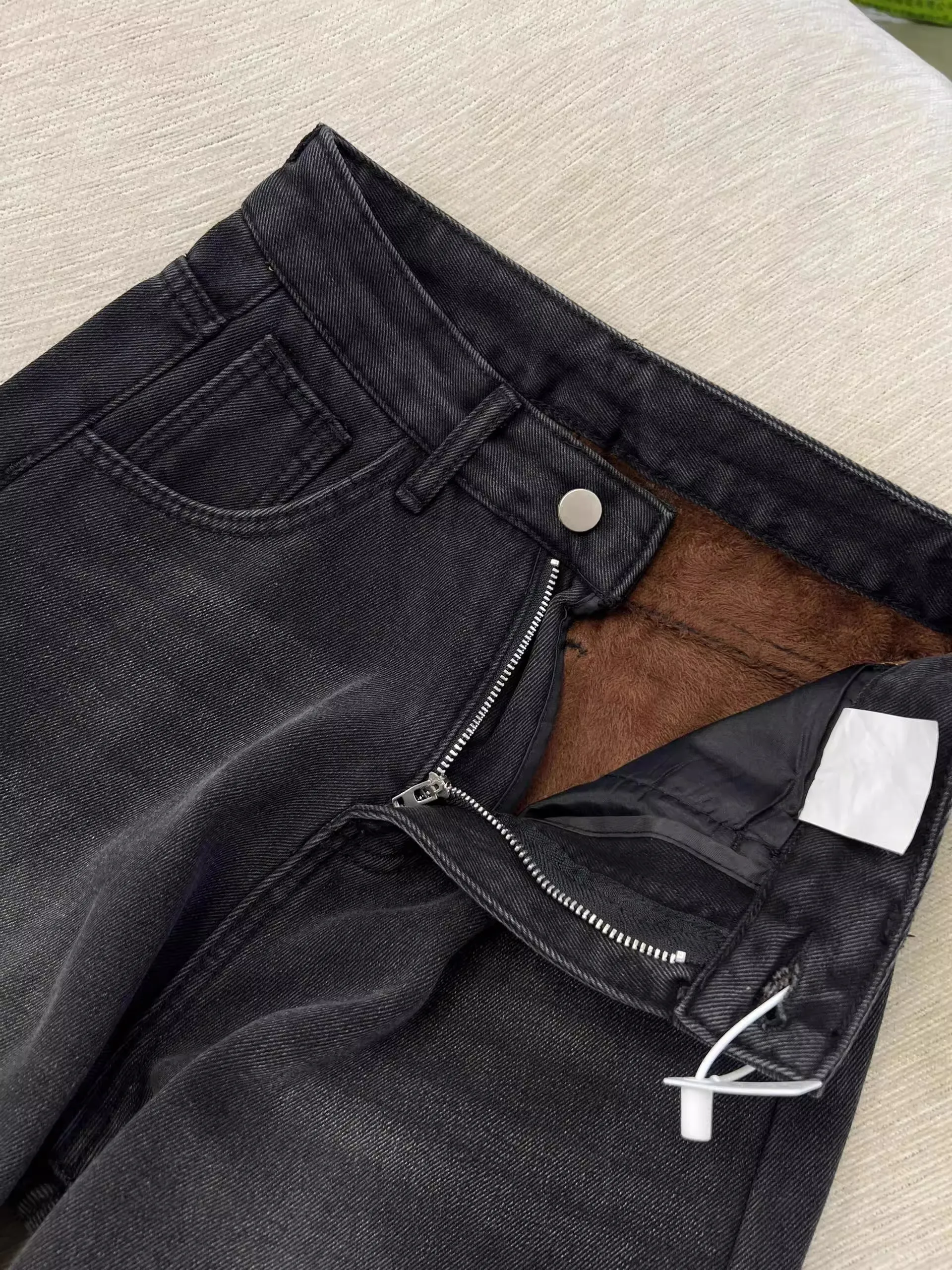 

Women's Fleece Lined Thick Straight Leg Jeans Autumn Winter High Waist Slim Fit High Rise Vintage American Style Drapey Wide ...