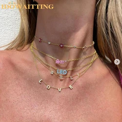2025 Fashion Summer New Minimal Delicate Cute Lovely Rainbow Flower Charm Colorful CZ Station Link Chain Necklace Girl Jewelry