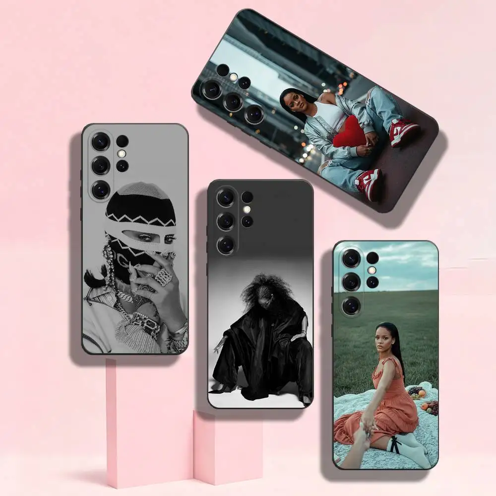 SInger R-RIHANNAA Phone Case For Samsung S22,S24,S20,S25,S23,S30,S21,Ultra,Plus,Silky Touch Liquid Protective Shockproof Case