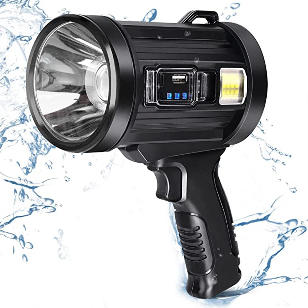 Rechargeable Spotlight Flashlight High Lumen LED Waterproof Handheld Bright Outdoor Spot Light Searchlight for Camping