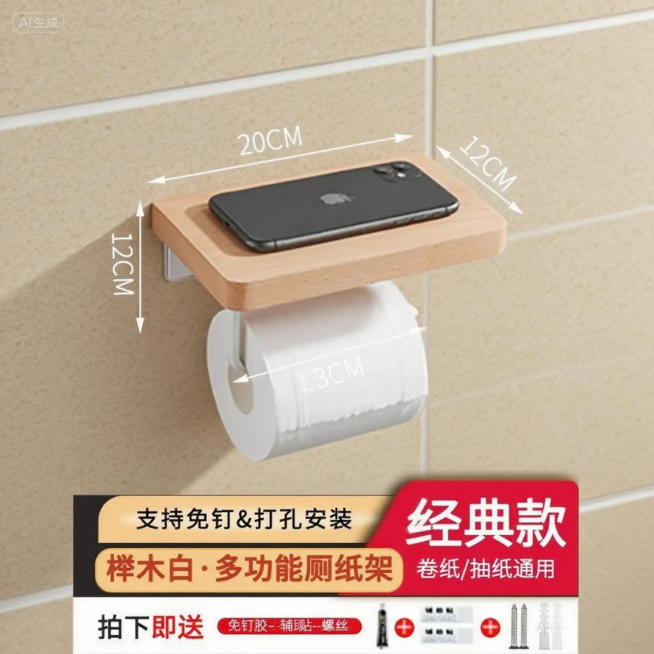 

Картонная полка из массива дерева Держатель для туалетной бумаги Держатель для коробки для туалетной бумаги Рулон из орехового дерева