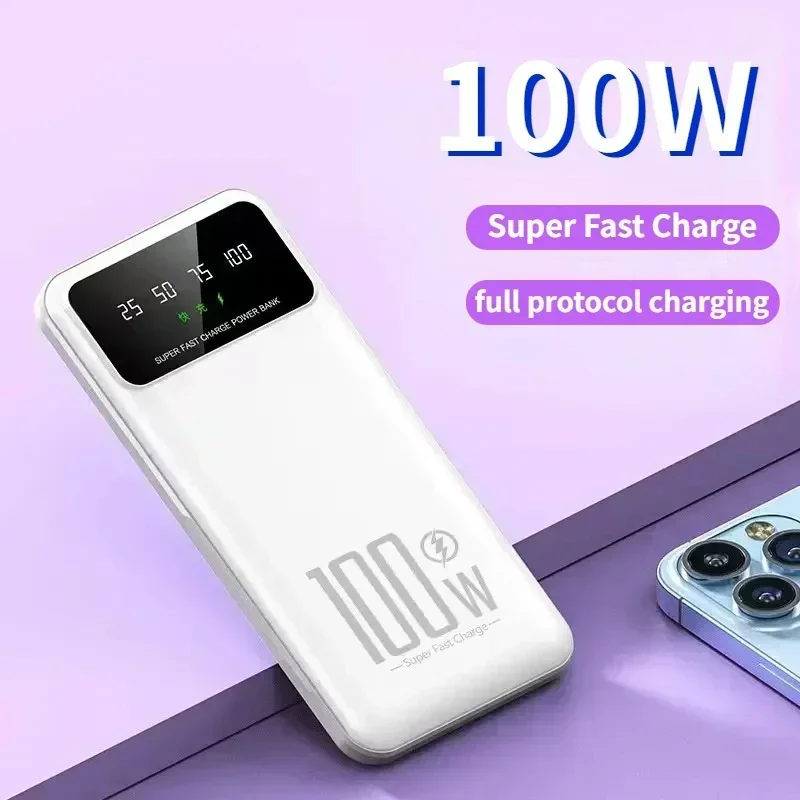 30000mAh Power Bank 100W Super Fast Charging Portable External Battery Charger for Iphone 14 13 Poverbank