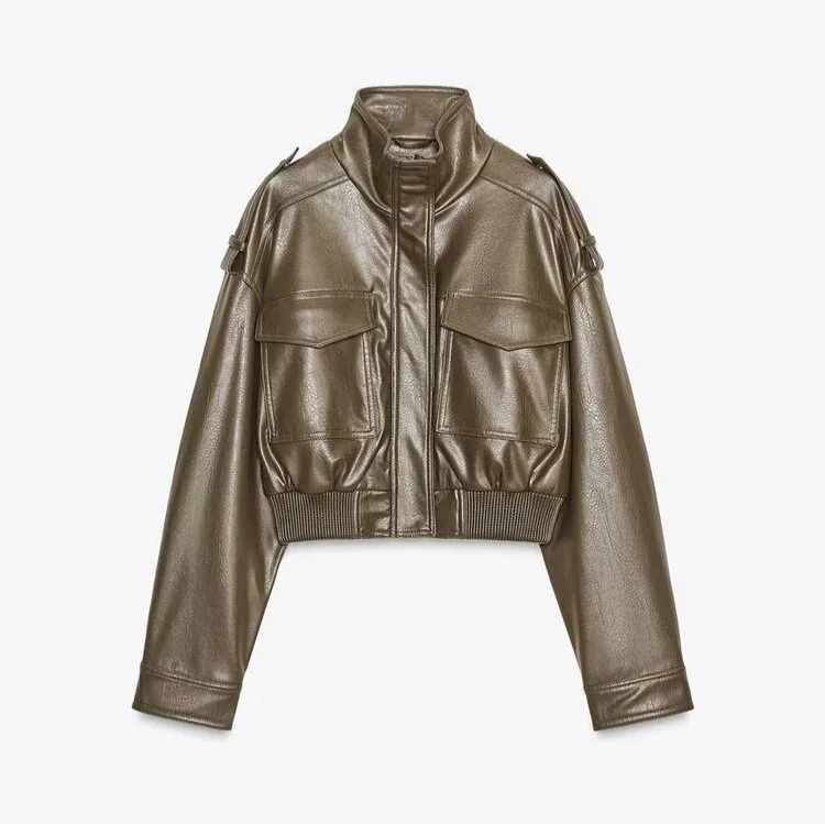 الرجعية الطراز الشارع نمط الطيار سترة الملابس النسائية خمر نظرة بدوره إلى أسفل طوق العصرية شخص ملابس خارجية