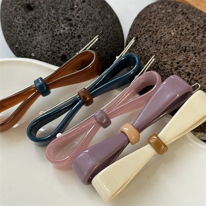 Trendy Cute Bowknot Acetate Hair Clip Hairpin Ins Korean Hair Accessories Jelly Color Acrylic Barrette Hair Clips for Women