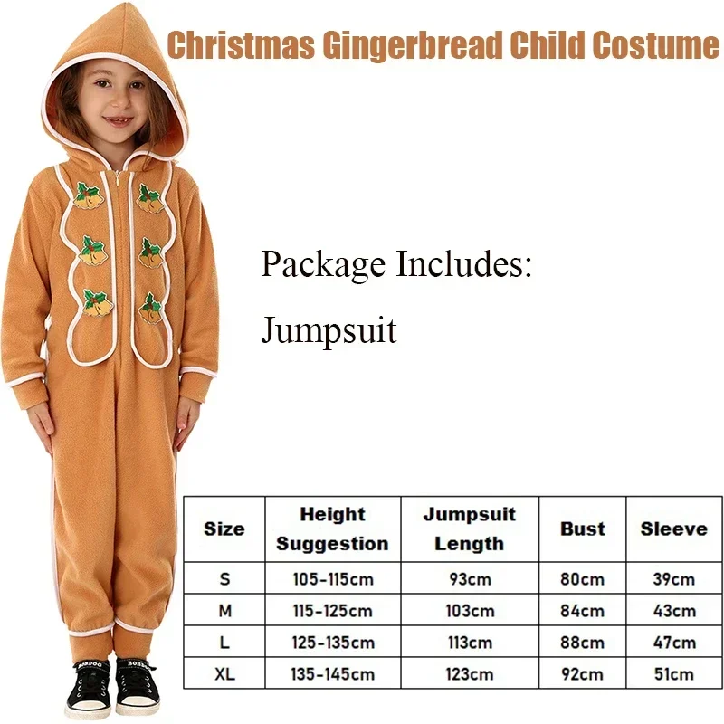 2024 ใหม่มาถึงน่ารัก unisex วันหยุดปีใหม่คอสเพลย์เด็กคริสต์มาส jumpsuit เด็ก Gingerbread Man เครื่องแต่งกาย