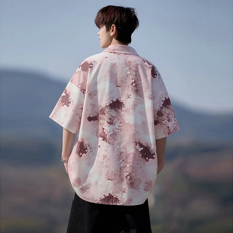 Summer Men Floral Shirts Plus Size 5XL-M Stylish Print Short Sleeve Men's Casual Loose Shirt All Match Ice Silk Comfortable Sale