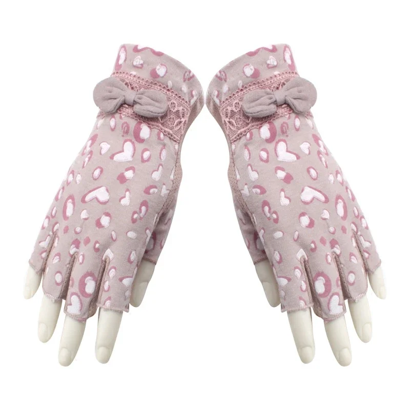 Gants de Protection solaire demi-doigt en dentelle de coton pur pour femmes, été, antidérapants, gants de conduite sans doigts, FS23