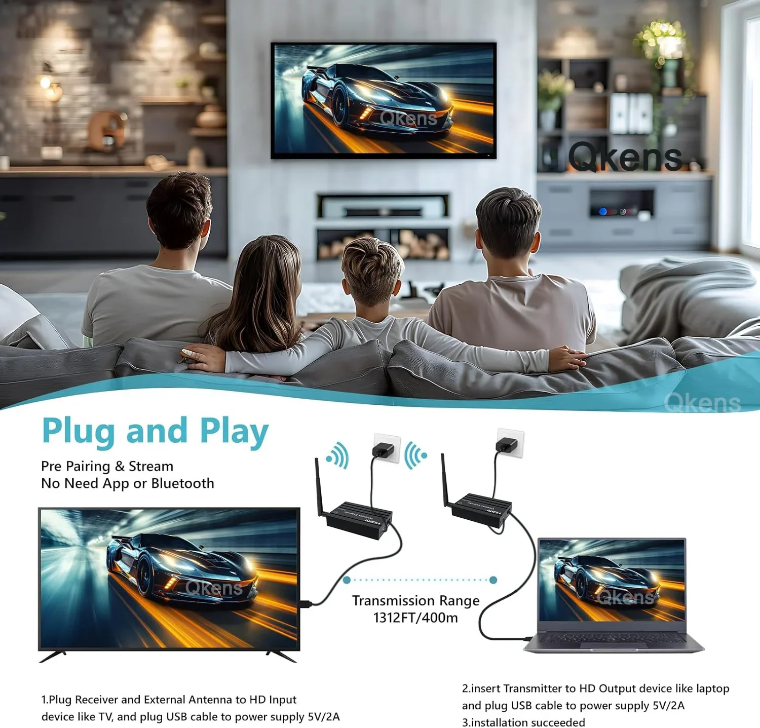 Extensor HDMI inalámbrico de 150M, transmisor y receptor de Audio y vídeo con espejo de pantalla para ordenador portátil, PC, cámara DVD, teléfono a proyector de TV