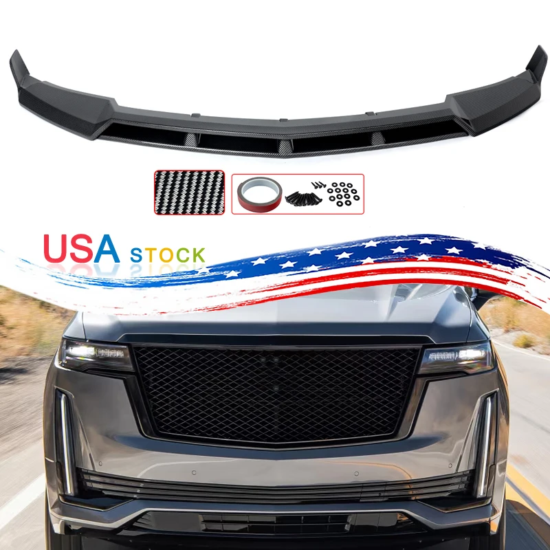 new Carbon Fiber Look Front Lip Spoiler Fit For Cadillac Escalade Sport 2021-2025 Front Bumper Lower Splitter Body Kit Magickit