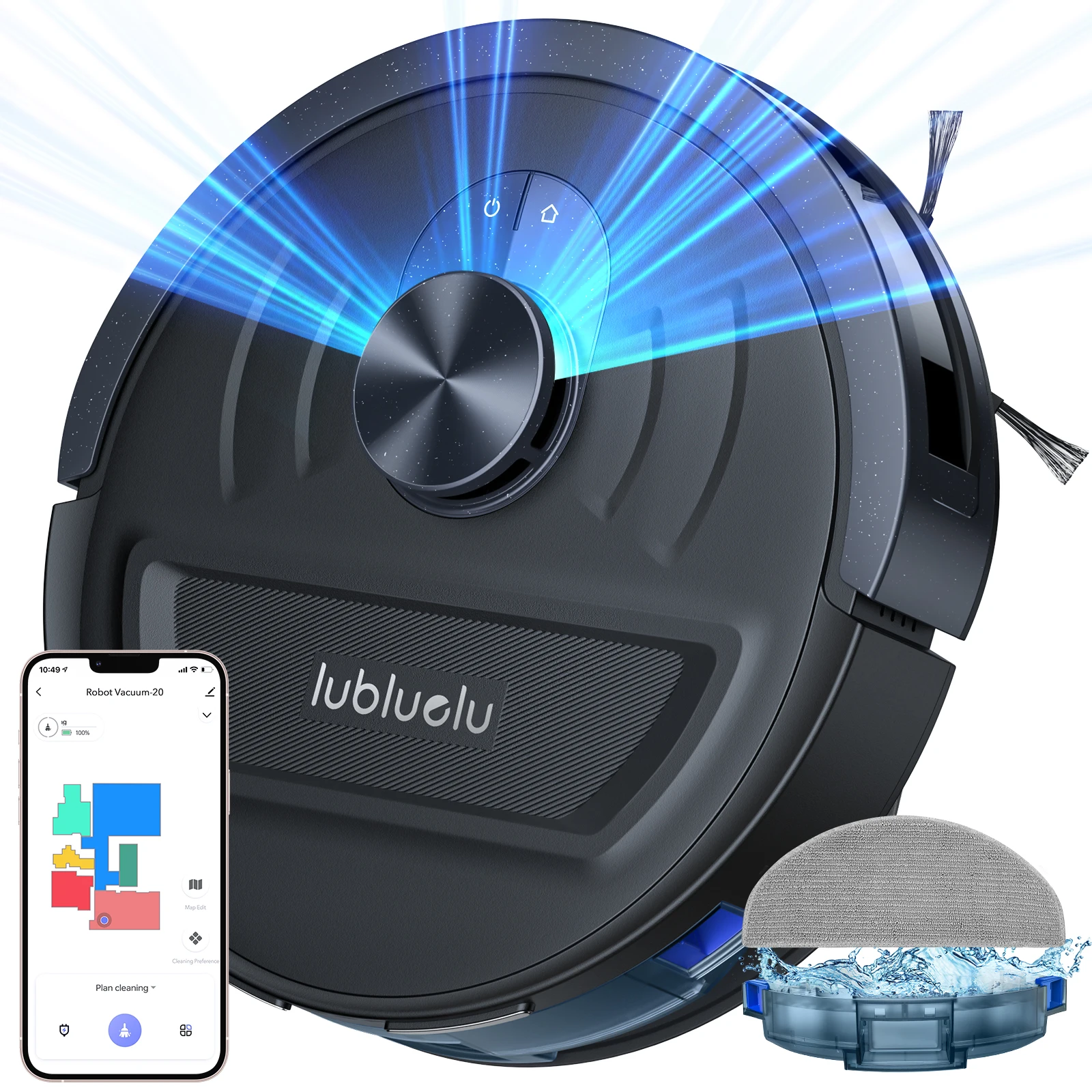 5500Pa Roboter-Staubsauger und Wischroboter, 3-in-1-Roboter-Staubsauger, Lubluelu L20 Smart Mapping,