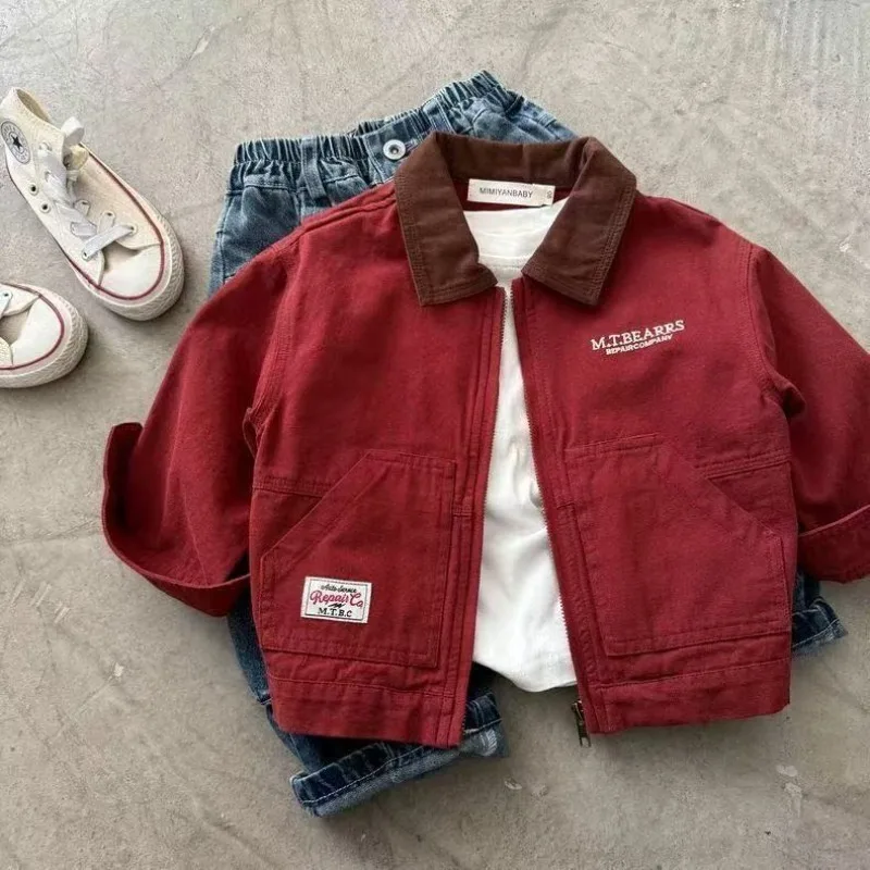 2026 UNITIM Kinder-Jungen-Herbstjacken 2-10 Jahre, Jungen-Mantel mit Kragen und Patchwork-Design, Vielseitige Freizeitjacken für Teenager – Detail 2