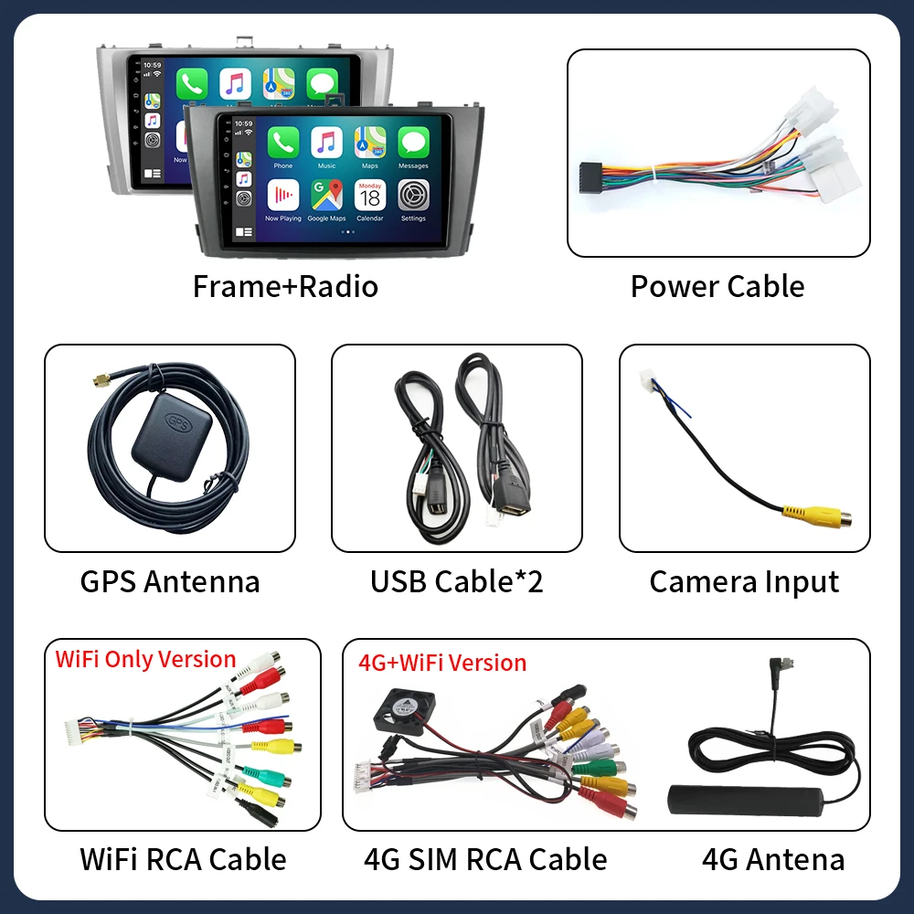Android 16 Car Radio For Toyota Avensis T27 2009 - 2015 Navigation GPS Multimedia Player Stereo wifi 4G Carplay auto video 2din