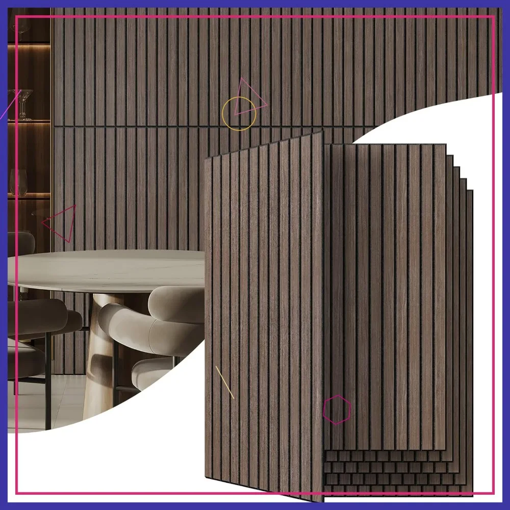 6 Pack Acoustic Wall Panels 47.2"x23.6" Sound Absorbing Panels Decorative for Home Office Studio Deep Walnut