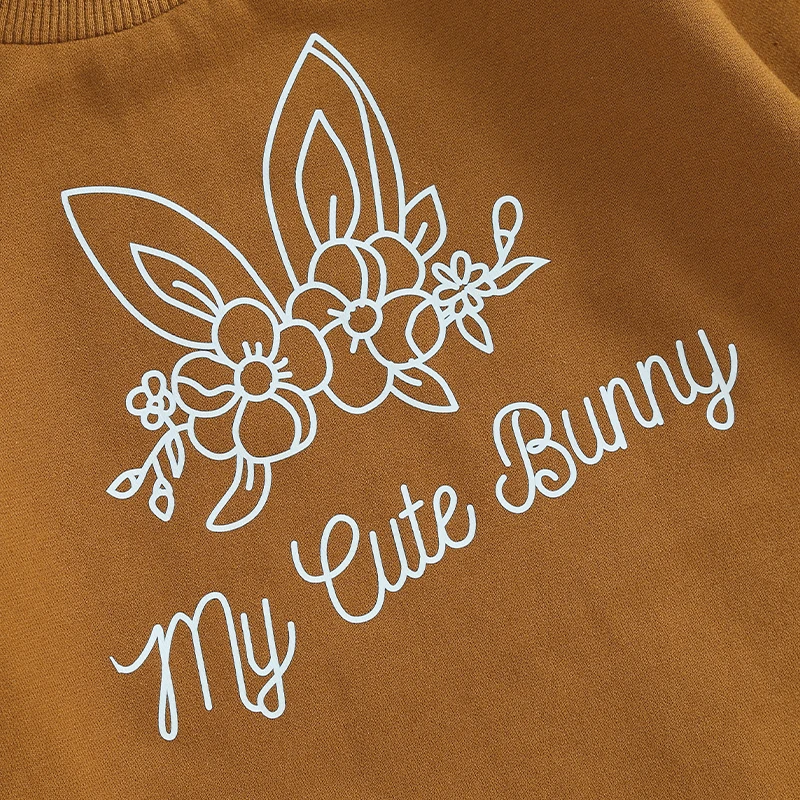 

Adorable Baby Easter Outfit with Bunny Ears and Cute Letter Print Round Neck Long Sleeve Romper for Infant Boys and Girls