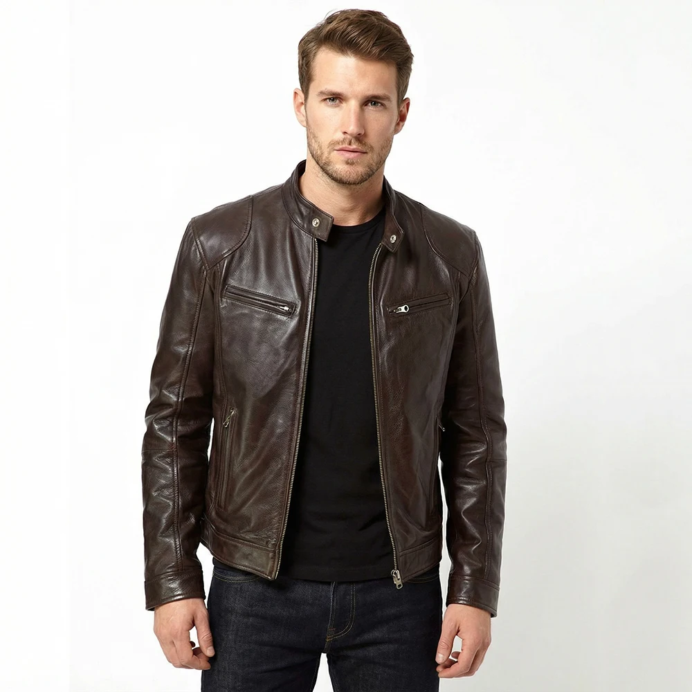 

Мотоциклетные куртки из искусственной кожи, мужские повседневные модные мотоциклетные пальто, облегающие куртки из искусственной кожи с лацканами, осеннее кожаное пальто с защитой от ветра, мужское