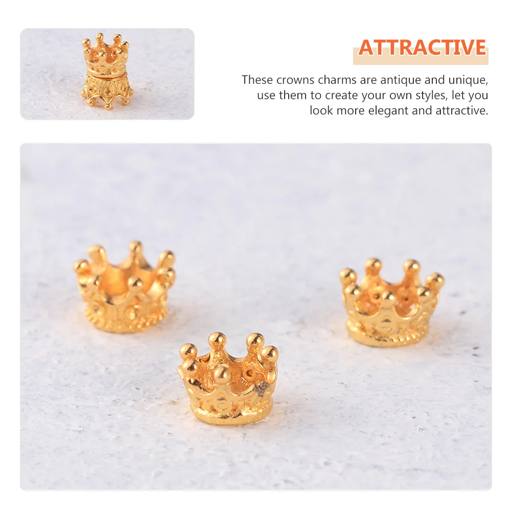 50 ชิ้นเครื่องประดับอุปกรณ์เสริม Mini Crown Charms สําหรับทําสร้อยข้อมือ Connector Hand Chain