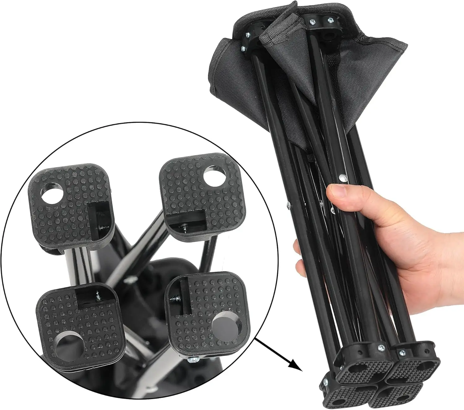 مقعد تخييم محمول قابل للطي، كرسي خارجي خفيف الوزن لصيد الأسماك والمشي لمسافات طويلة والبستنة والشاطئ - أسود مع حقيبة حمل #5