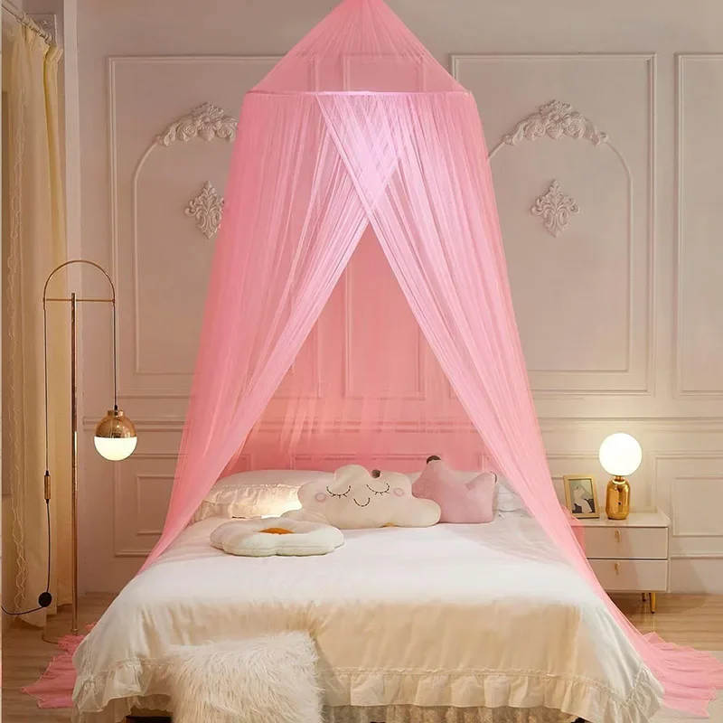 1.5M-1.8M Ceiling Floor-To-Ceiling Mosquito Net Solid Encryption Dome Single Bed Canopy Breathable Installation-Free Bed Decor