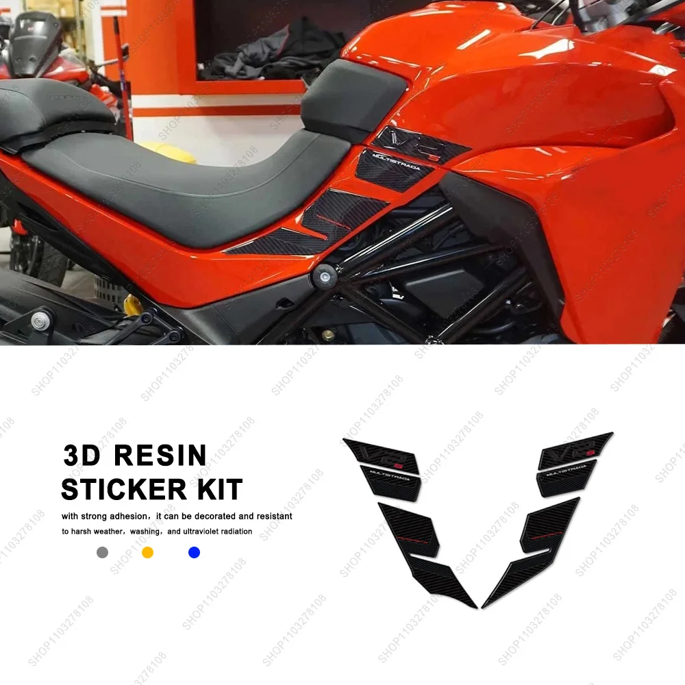 

For Ducati Multistrada V2s 950 2022 Limited Edition New 3D Epoxy Resin sticker kit Motorcycle side Tank Pad Protection Sticker
