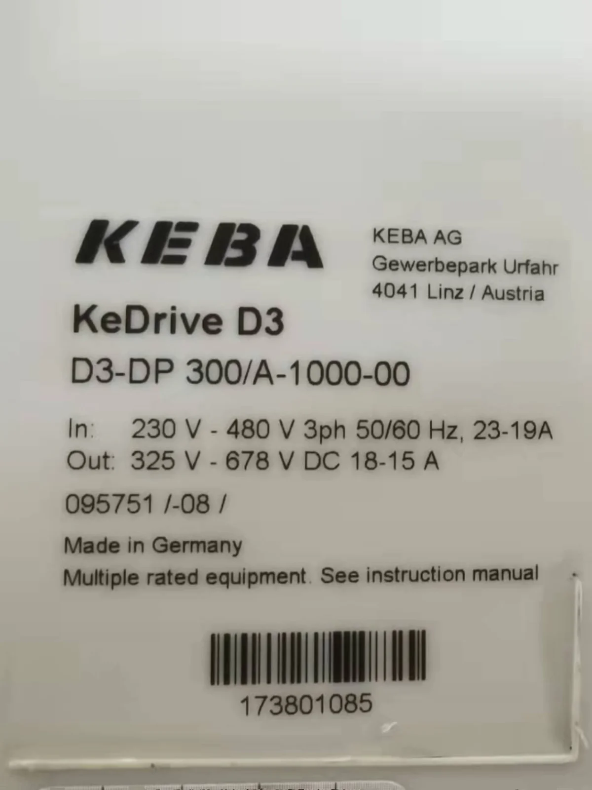 KEBA Driver D3-DP 300/A-1000-00 Original Spot Bargaining