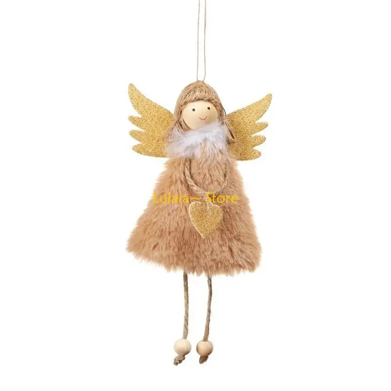 

Y4QA Small Size Plush Toy Figure Angel for w/ Swing & Hanging String Car for Key Pendant Party Supplies for Key Chain