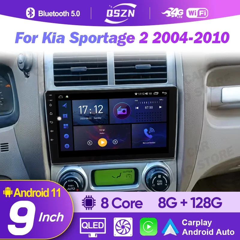 Android 12 2Din For Kia Sportage 2 2004 - 2010 Car Radio Multimedia Video Player Navigation WiFi Car Stereo System Carplay Auto