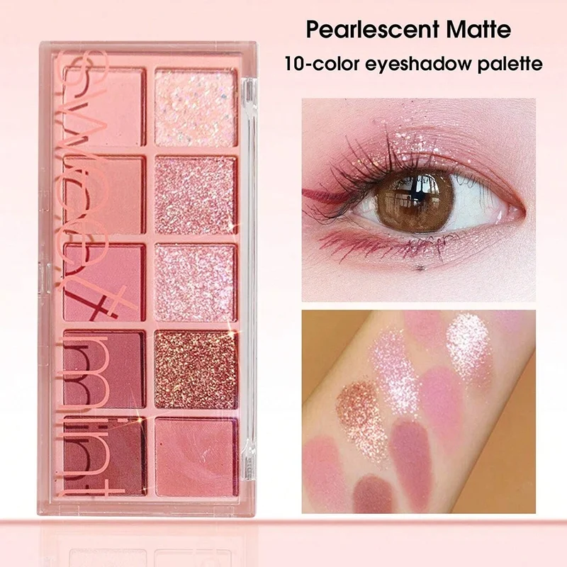 Sweet Mint 10-Farben Cool-Tone Make-up-Palette: Kombination aus Seidig-Mattem Farbton und Glitzernden Finishes, Vielseitig Einsetzbar für Augen und Gesicht – Detail 5
