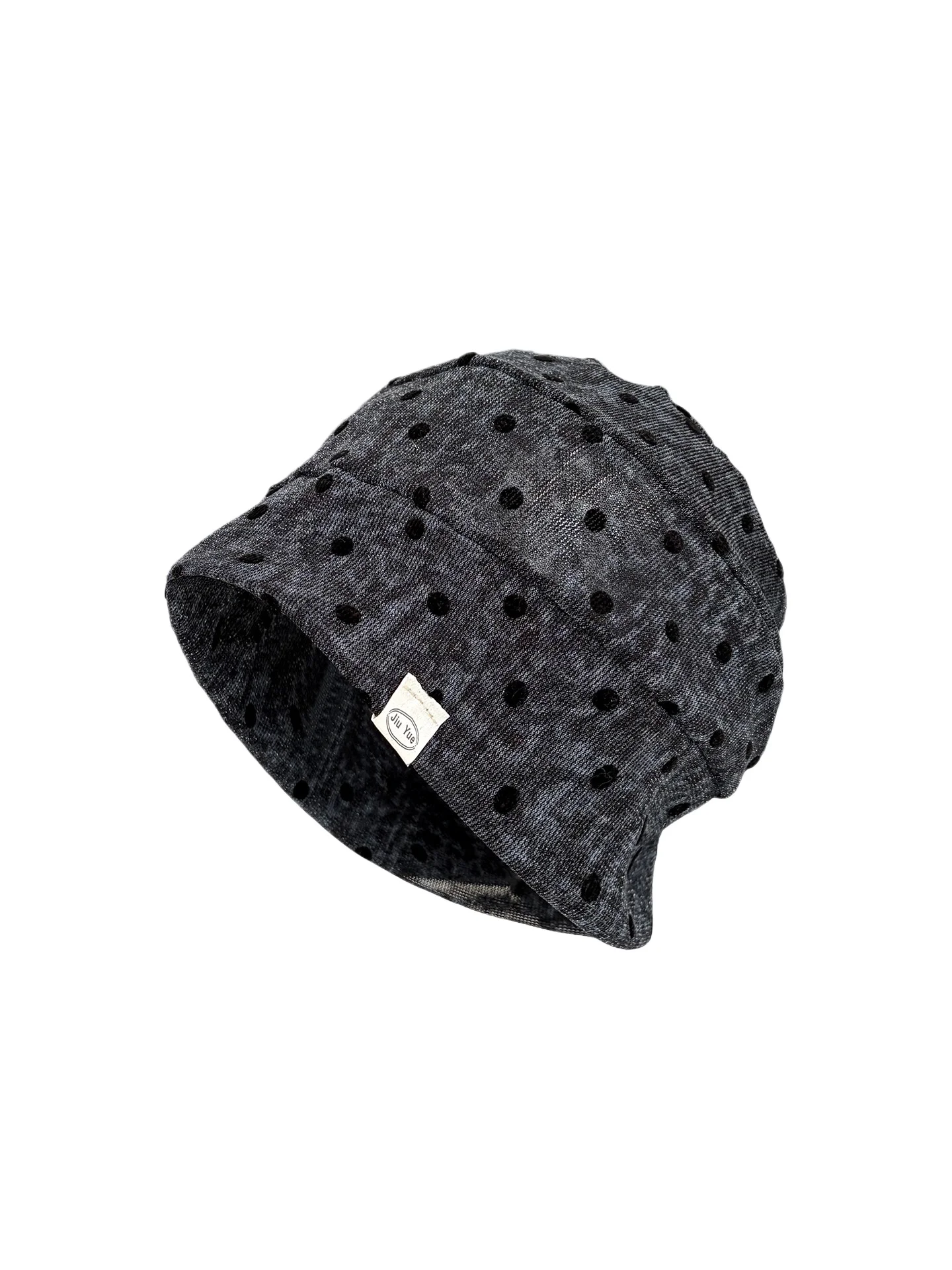 Korean retro polka dot pleated stacking hat women's summer thin breathable high-end fashion showing face small big head