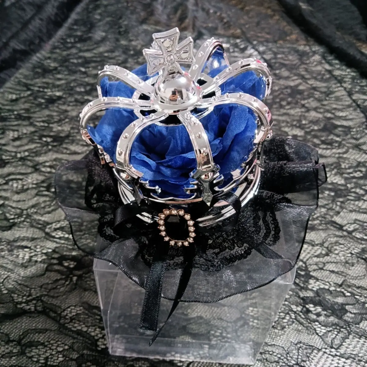Sweet Lovable Adorable Crown Tiara Pearl Rhinestone Gauze Princess Queen Lace Hairpin Headwear Hair Clip Hair Accessory 5