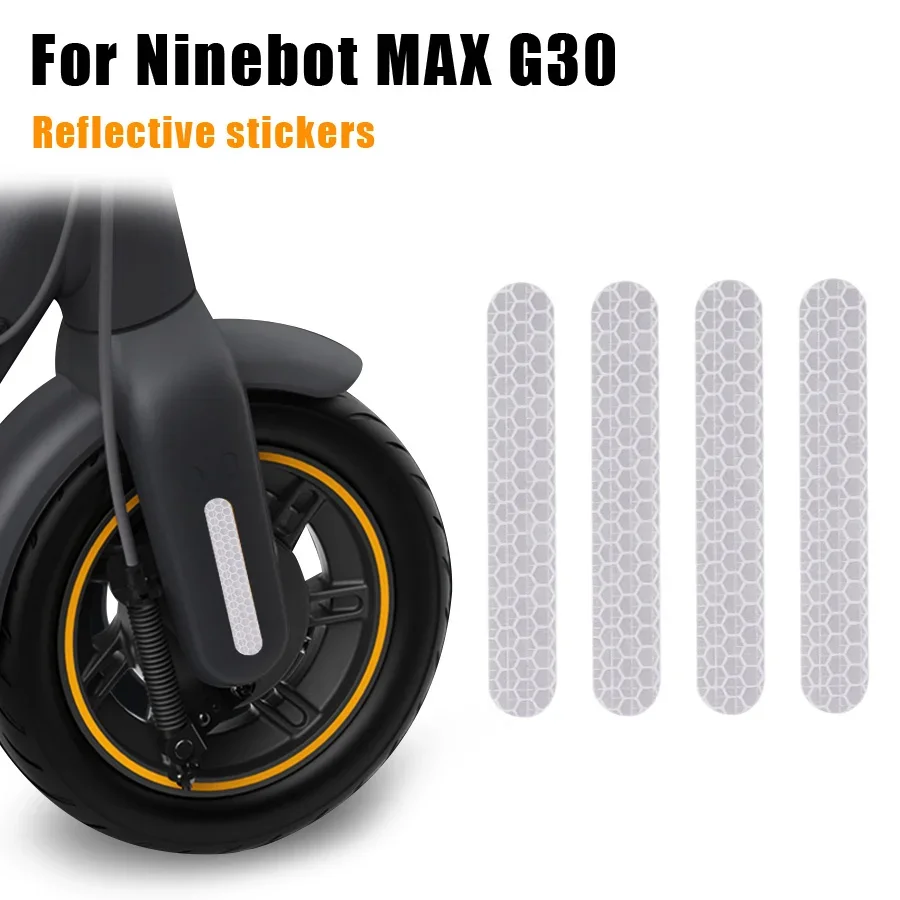 4pcs/set Front Rear Wheel Cover Eflective Sticker for Ninebot Max G30 Electric Scooter Warning New Dustproof Reflective Sticker