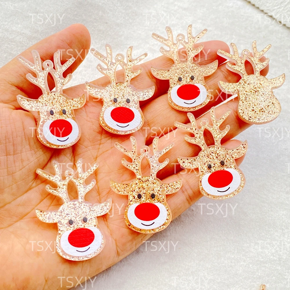 10 個新しいかわいい樹脂漫画クリスマス鹿頭シリーズフラット - Nutcracker Figurine のレビューと価格